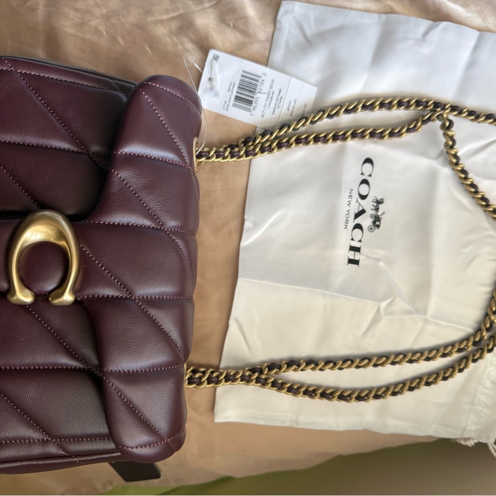 COACH Quilted Black Currant Tabby 20 Leather Shoulder Bag - Picture 11 of 13